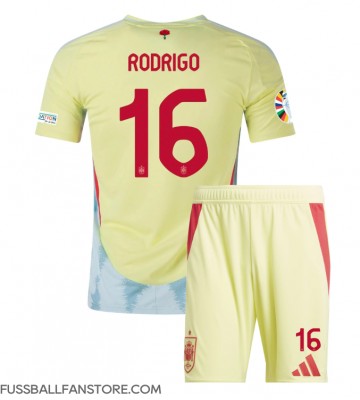 Spanien Rodri Hernandez #16 Replik Auswärtstrikot Kinder EM 2024 Kurzarm (+ Kurze Hosen)